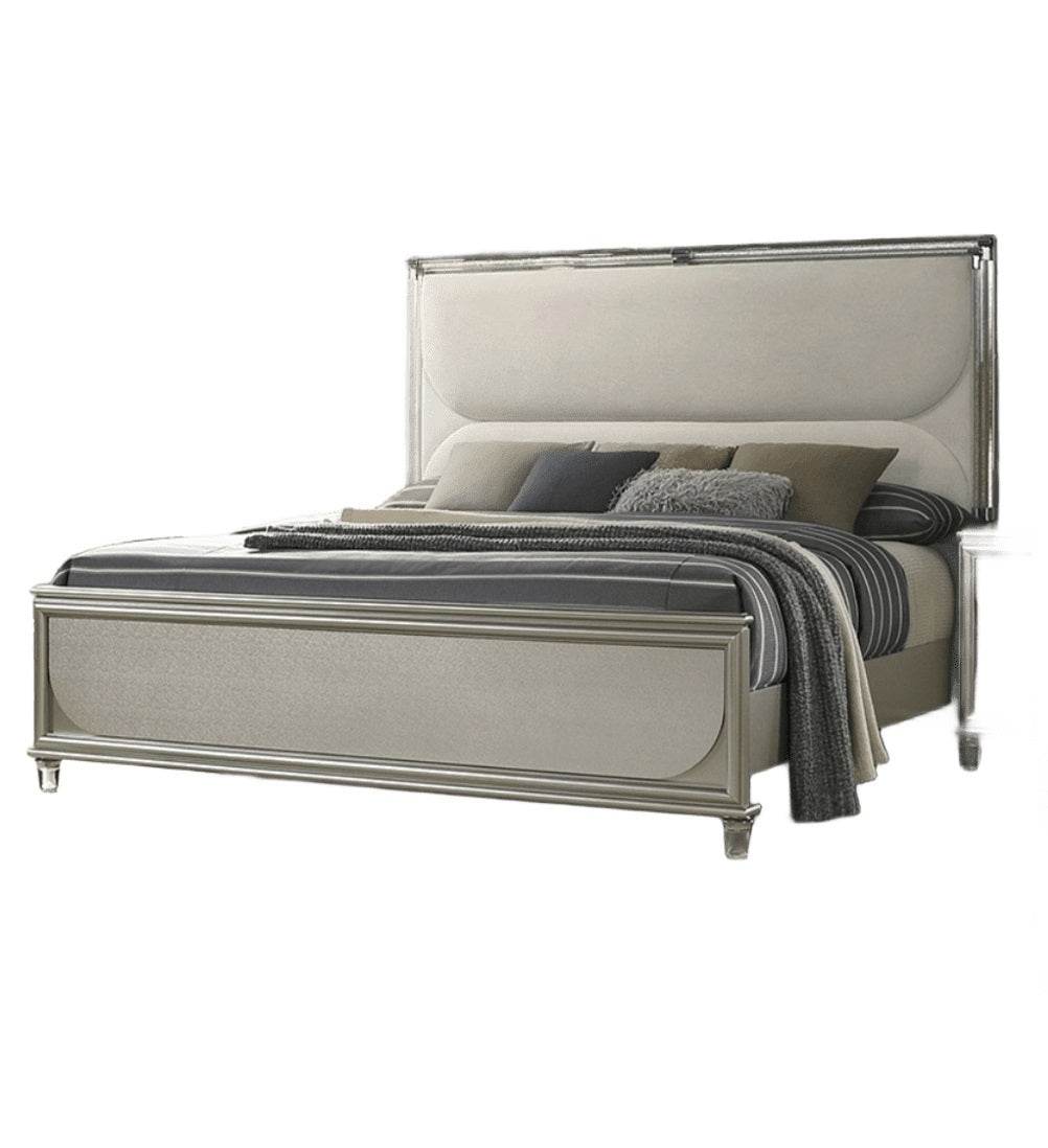 Contemporary Silver Fabric Upholstered 3-Piece Bedroom Set - Sleep Galleria