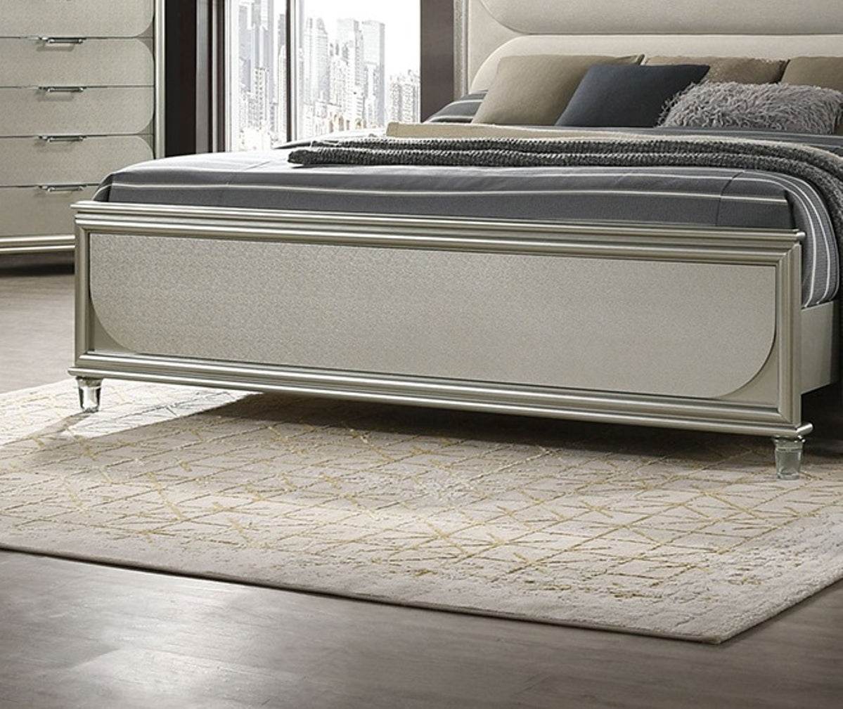 Contemporary Silver Fabric Upholstered 3-Piece Bedroom Set - Sleep Galleria