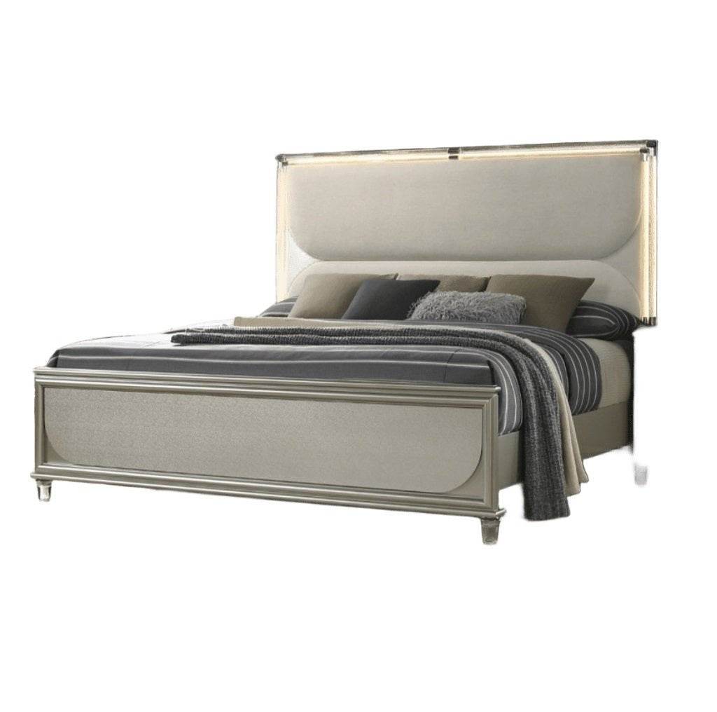 Contemporary Silver Fabric Upholstered 3-Piece Bedroom Set - Sleep Galleria