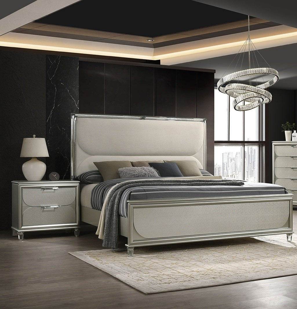Contemporary Silver Fabric Upholstered 3-Piece Bedroom Set - Sleep Galleria