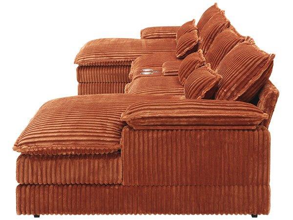 Contemporary U Shaped Corduroy Sectional Sofa With Console - Omega Lifestyles