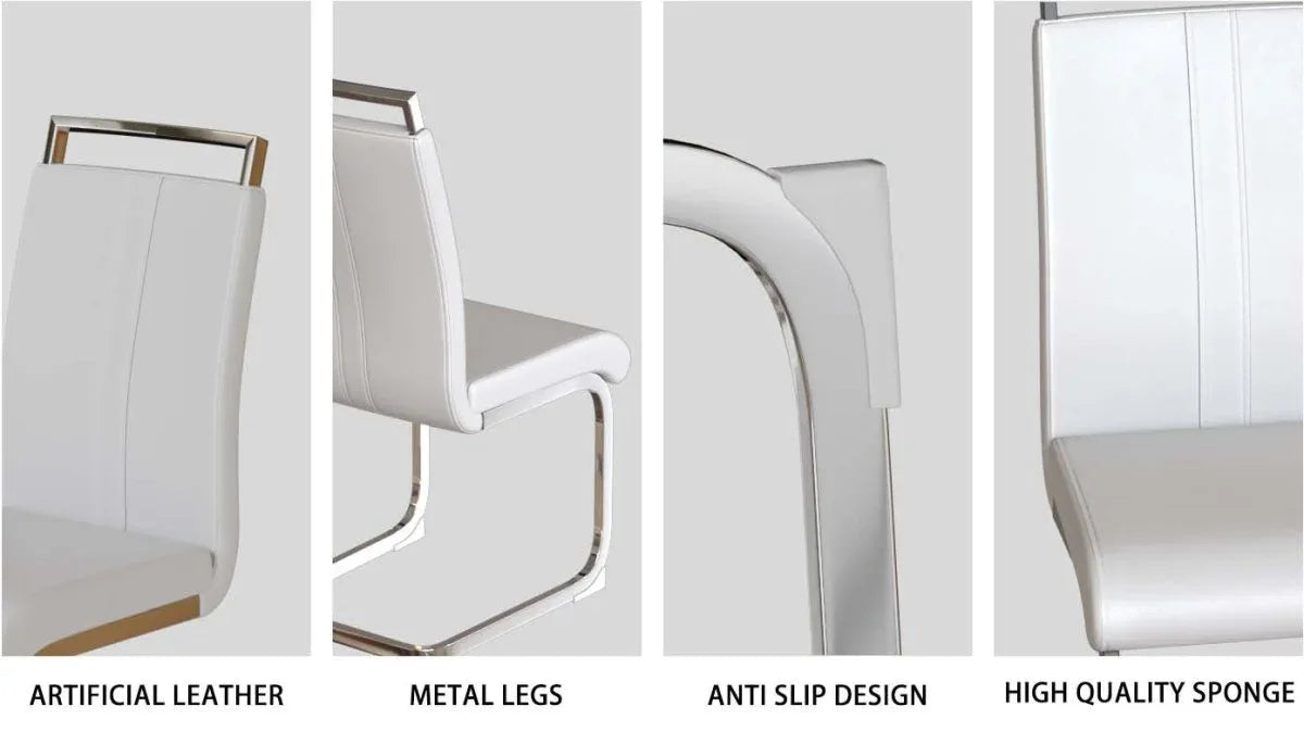 Creamy White MDF 7-Piece Modern Dining Table Chair Set - Omega Lifestyles