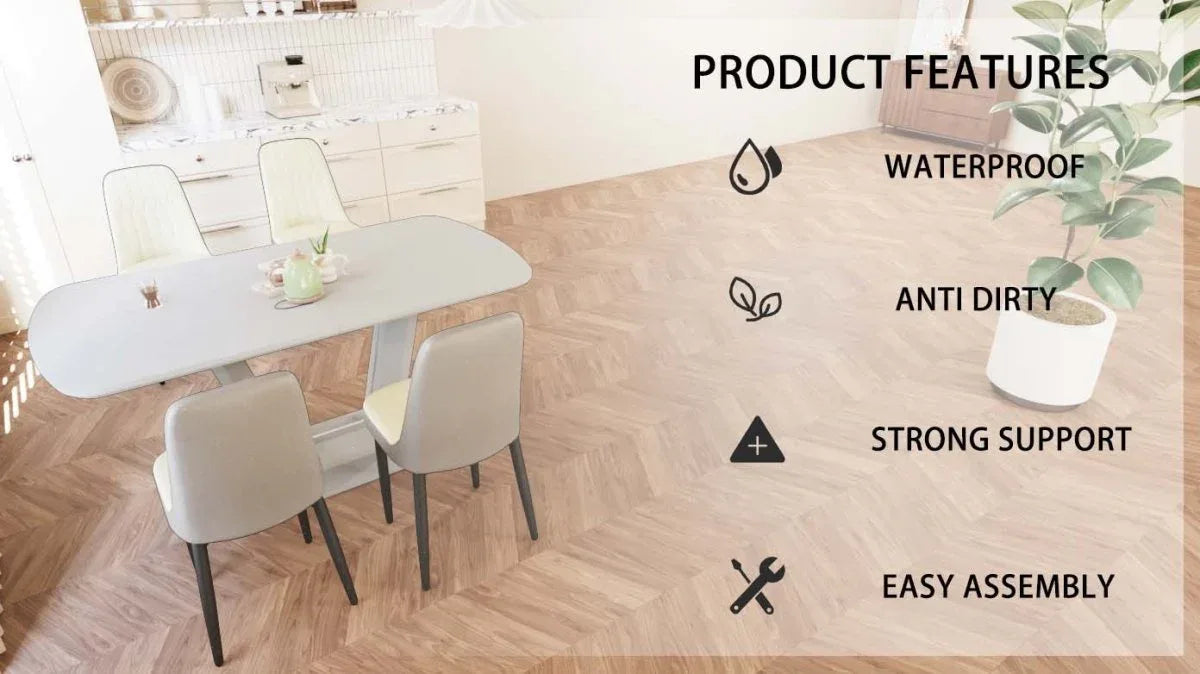 Expandable Modern MDF Dining Table With 4 PU Chairs Set - Omega Lifestyles