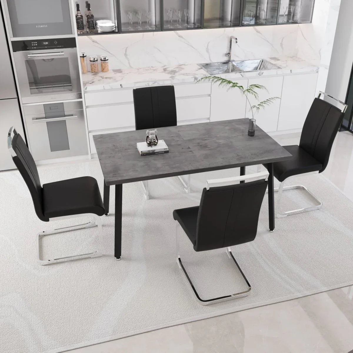 Expandable Square Dining Table Set With 4 Cushioned Armless Chairs - Omega Lifestyles