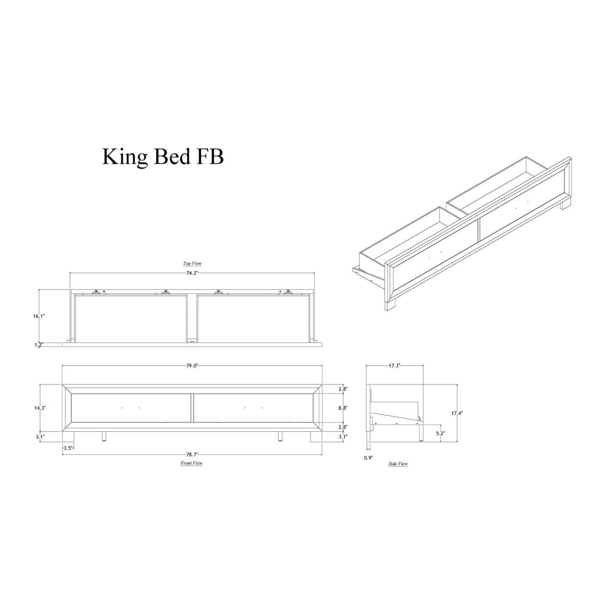 Farmhouse Style Grey Solid Wood King Bed Frame With Storage - Restanew - Omega Lifestyles