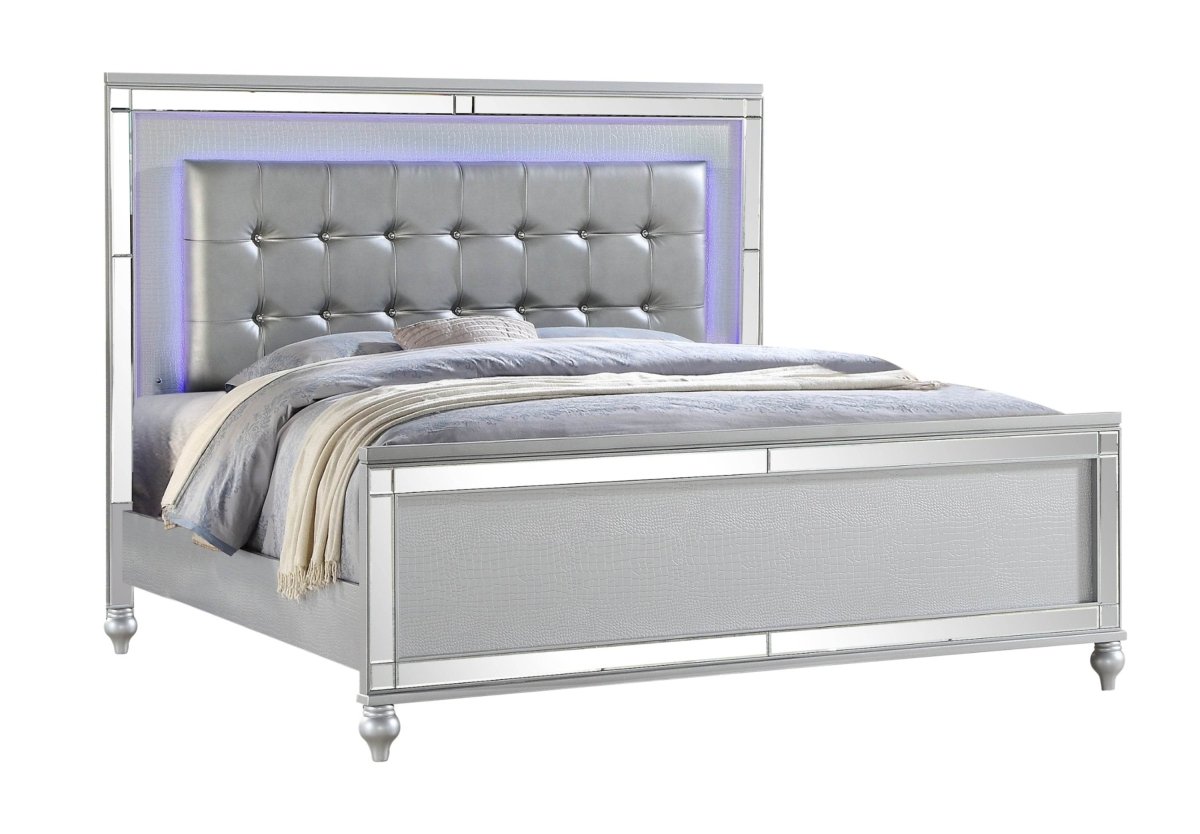 Full Crystal - Tufted Upholstered LED Wood Bed Frame - Restanew - Omega Lifestyles
