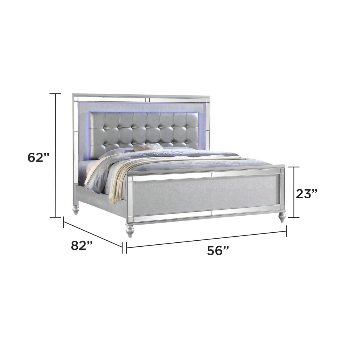 Full Crystal - Tufted Upholstered LED Wood Bed Frame - Restanew - Omega Lifestyles