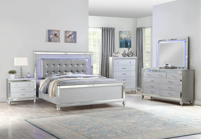 Full Crystal-Tufted Upholstered LED Wood Bed Frame - Omega Lifestyles