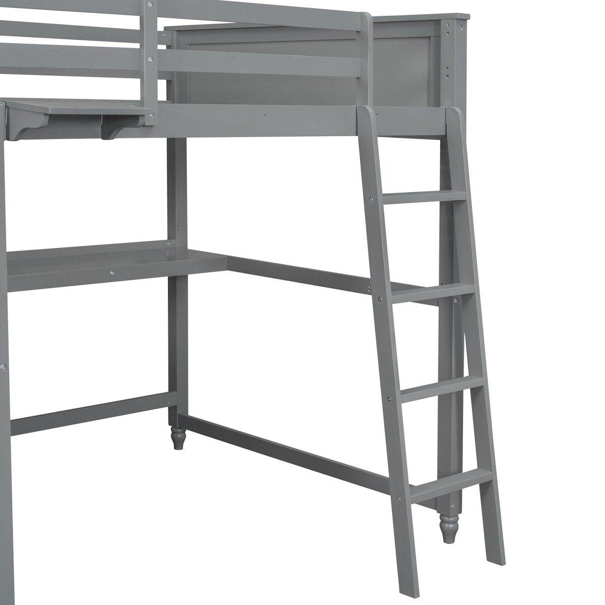 Full Size Gray Solid Wood Loft Bed With Desk and Drawers - Sleep Galleria