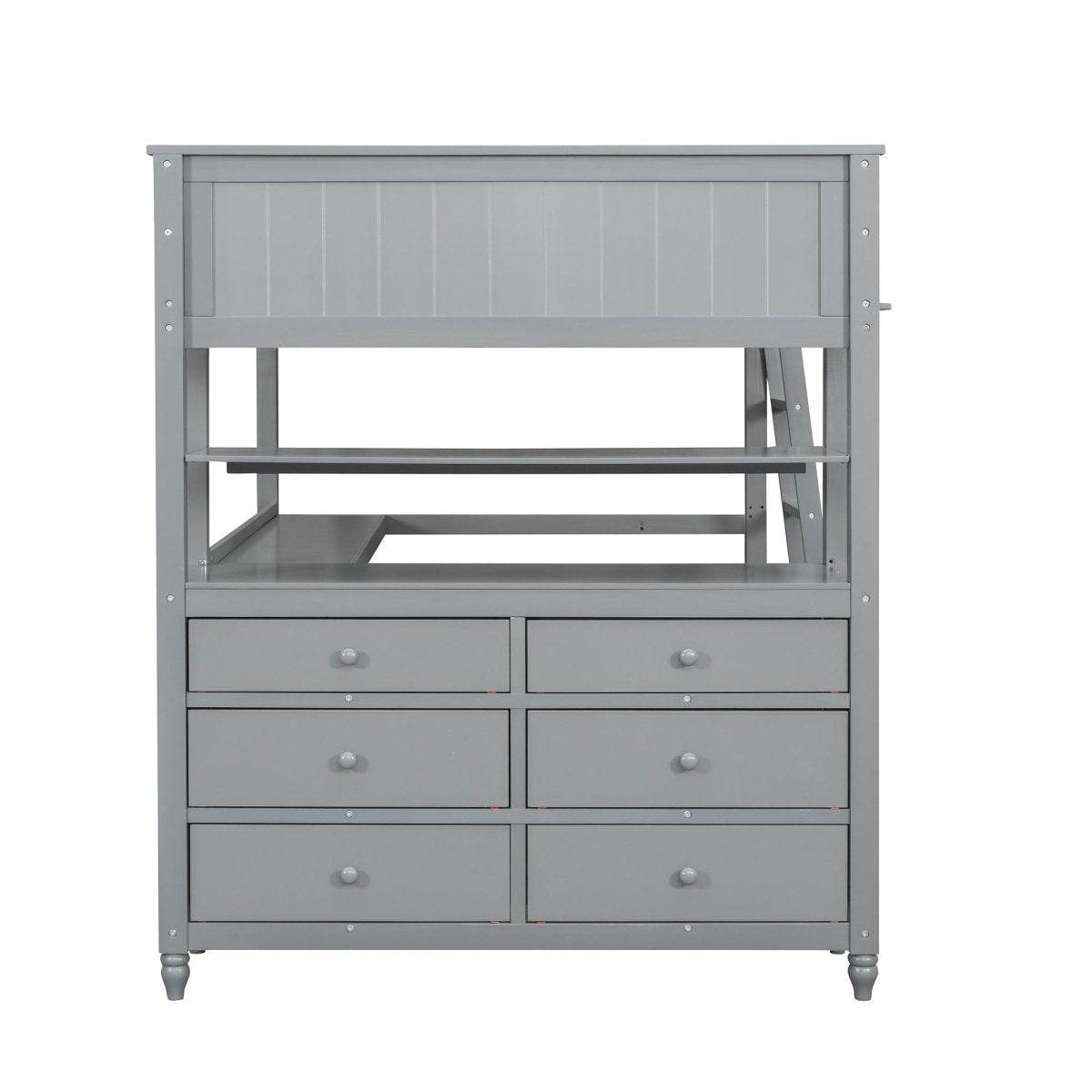 Full Size Gray Solid Wood Loft Bed With Desk and Drawers - Sleep Galleria