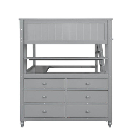 Full Size Gray Solid Wood Loft Bed With Desk and Drawers - Sleep Galleria