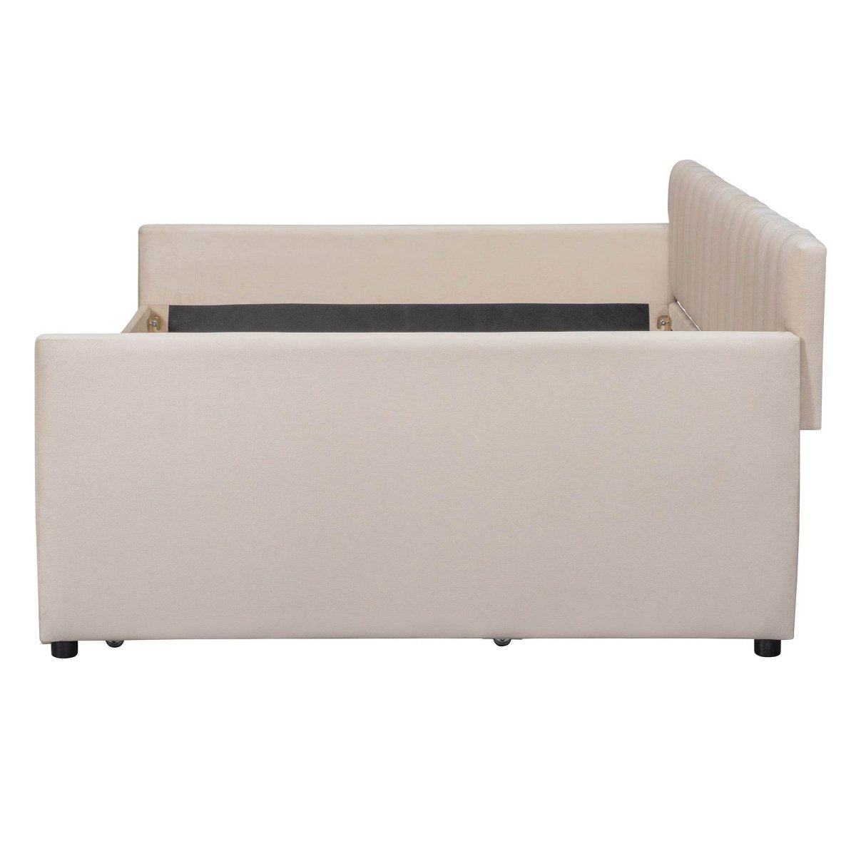 Full Upholstered Velvet Daybed With Pull-Out Trundle - Sleep Galleria