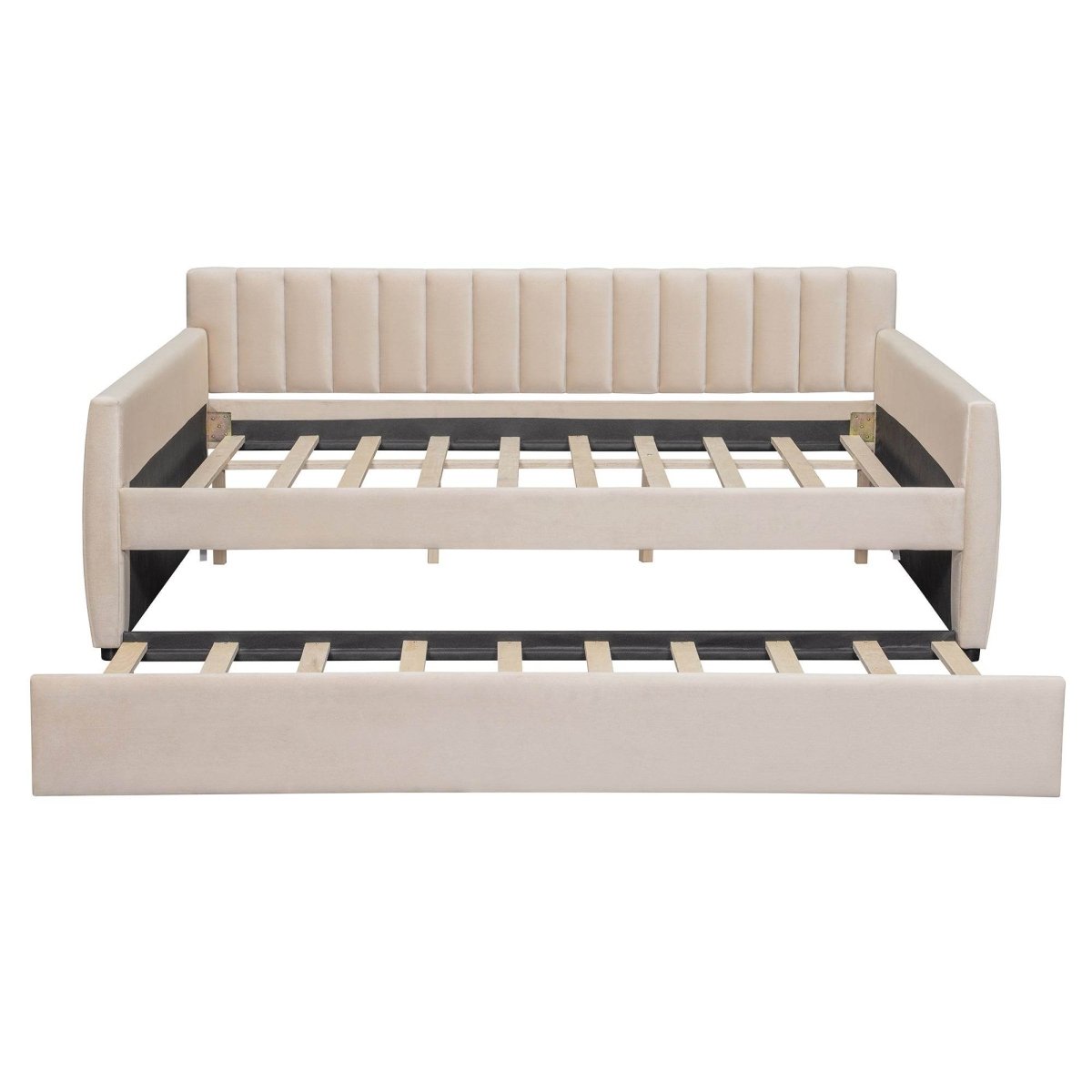 Full Upholstered Velvet Daybed With Pull-Out Trundle - Sleep Galleria