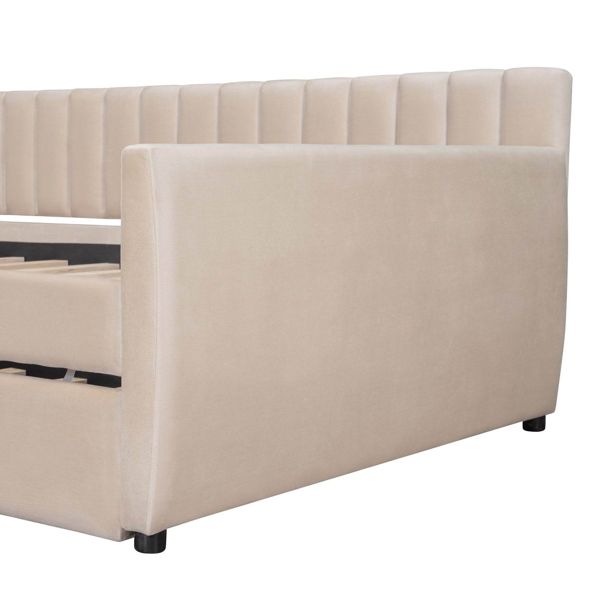 Full Upholstered Velvet Daybed With Pull-Out Trundle - Sleep Galleria