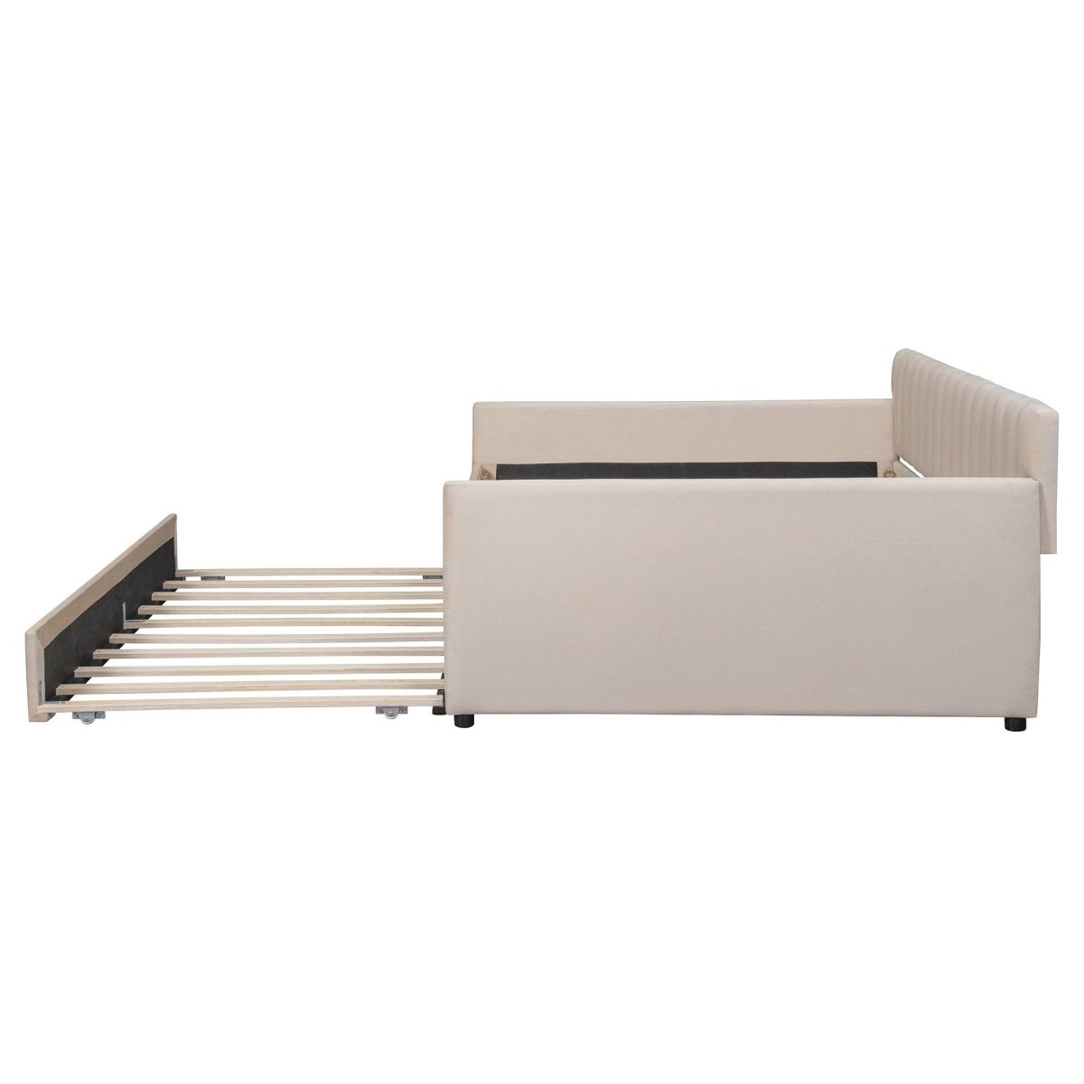 Full Upholstered Velvet Daybed With Pull-Out Trundle - Sleep Galleria