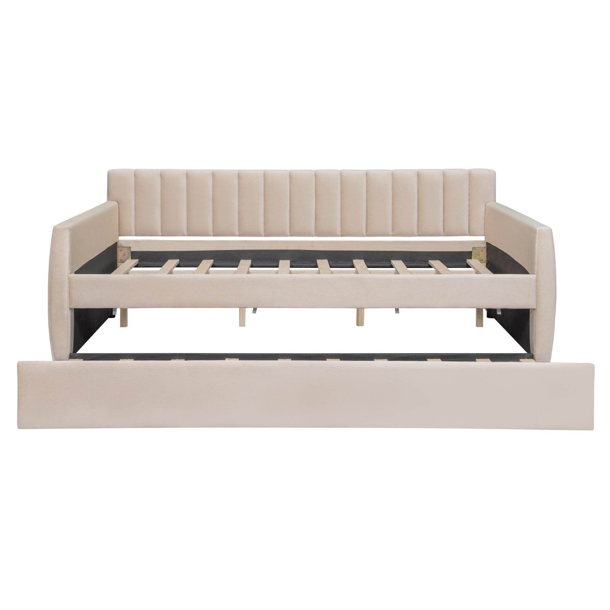 Full Upholstered Velvet Daybed With Pull-Out Trundle - Sleep Galleria