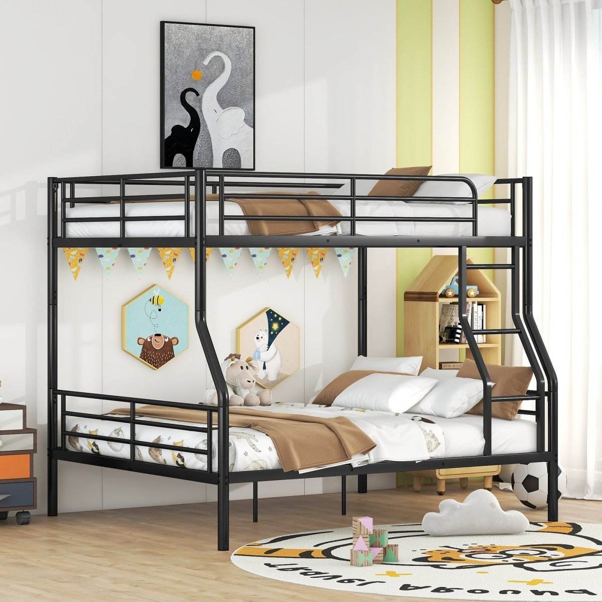 Full XL Over Queen Iron Frame Bunk Bed - Sleep Galleria