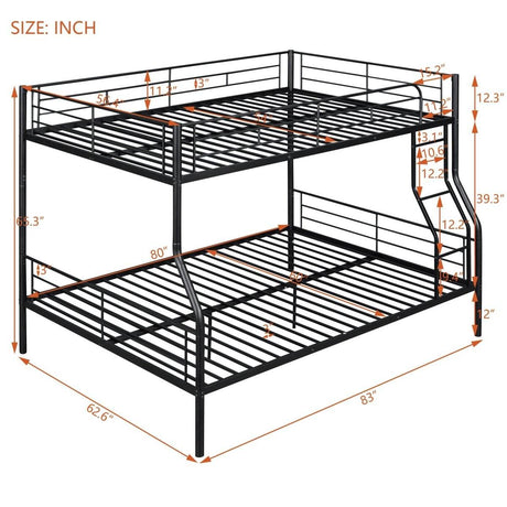 Full XL Over Queen Iron Frame Bunk Bed - Sleep Galleria