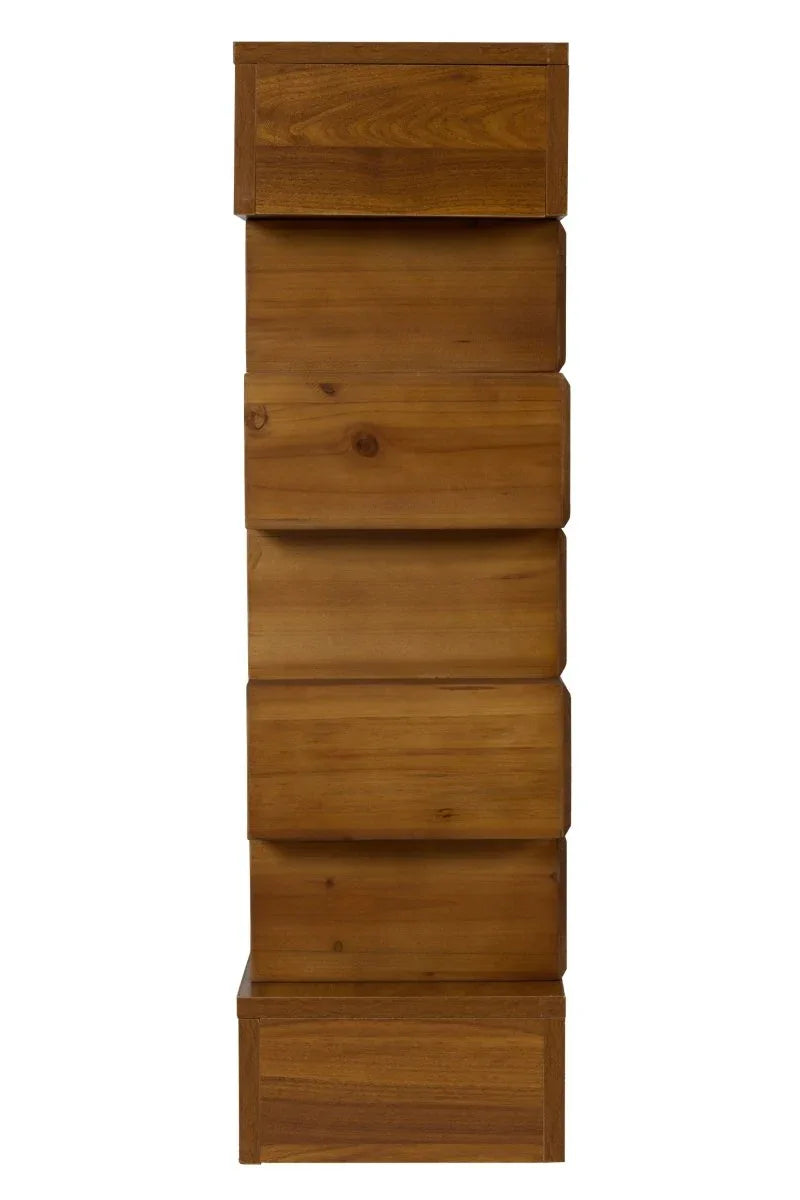 Geometric Block Stacked Wood Rectangular Console Table - Omega Lifestyles