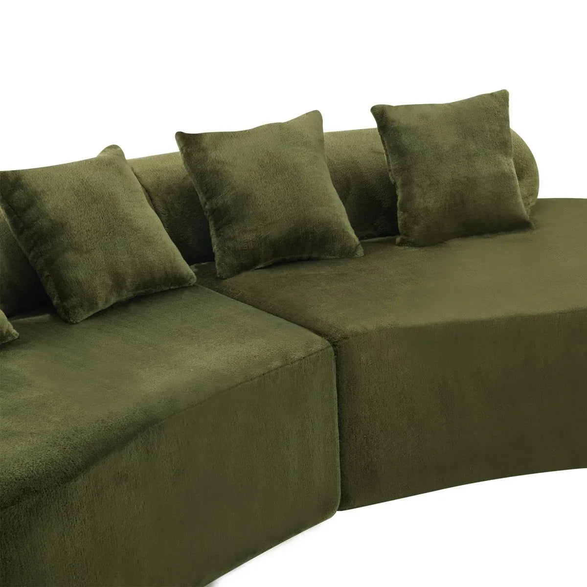 Green Modular Velvet Curved 4-Seat Sofa - Omega Lifestyles