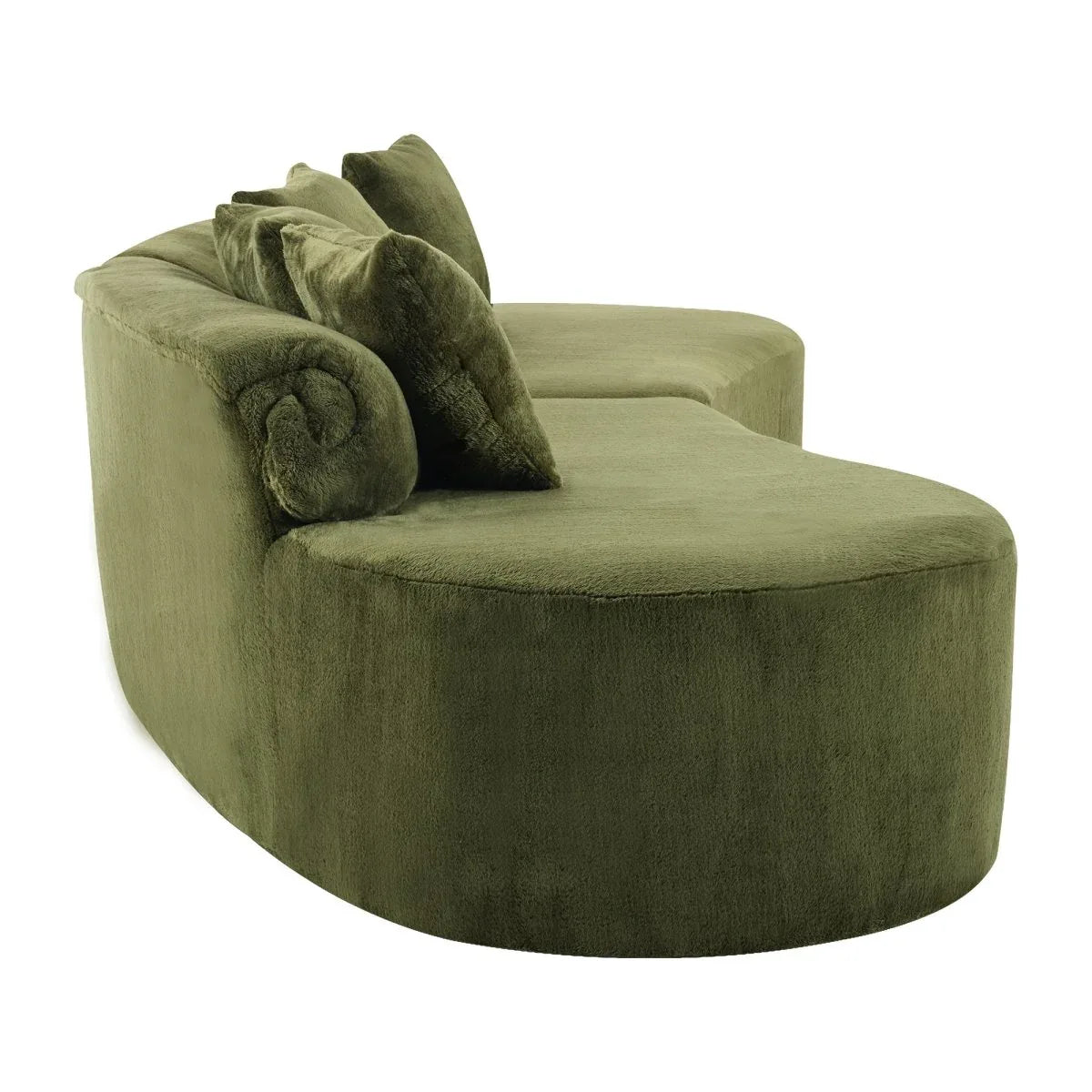 Green Modular Velvet Curved 4-Seat Sofa - Omega Lifestyles