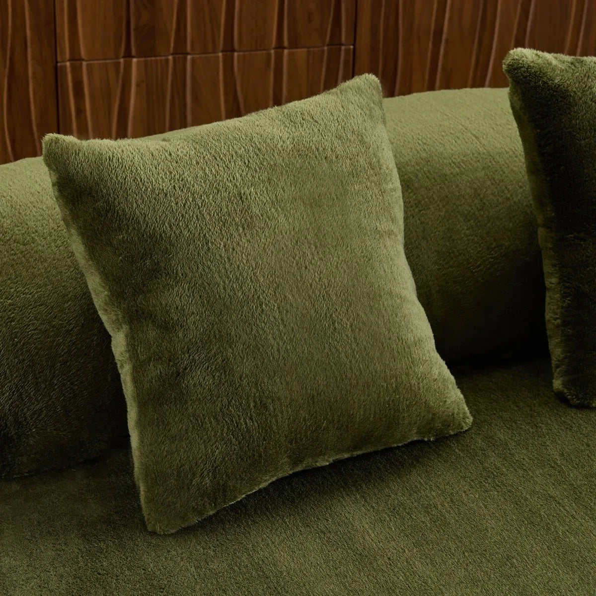 Green Modular Velvet Curved 4-Seat Sofa - Omega Lifestyles