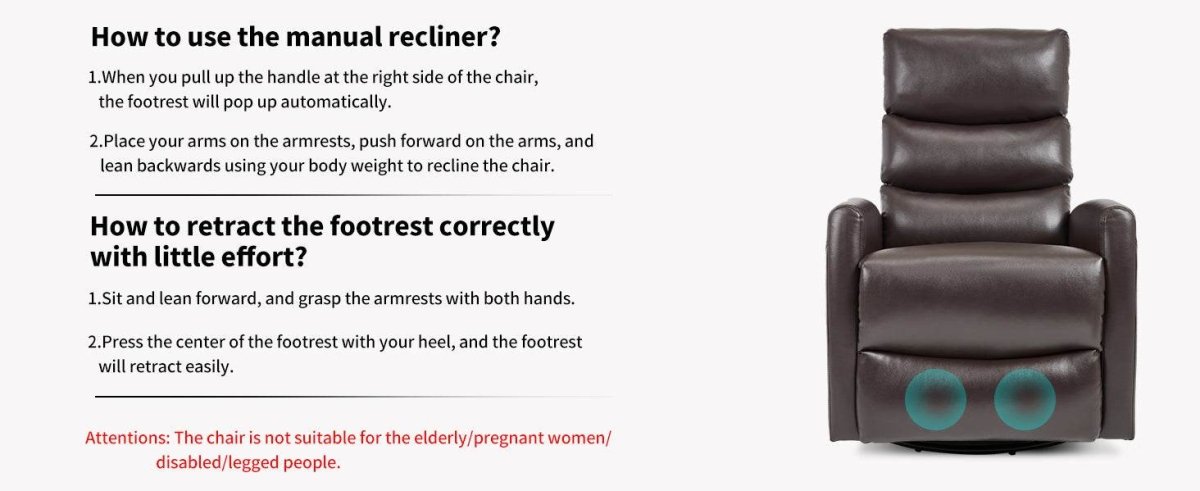 Heat Massage Medium - Firm Faux Leather Swivel Recliner Chair - Restanew - Omega Lifestyles