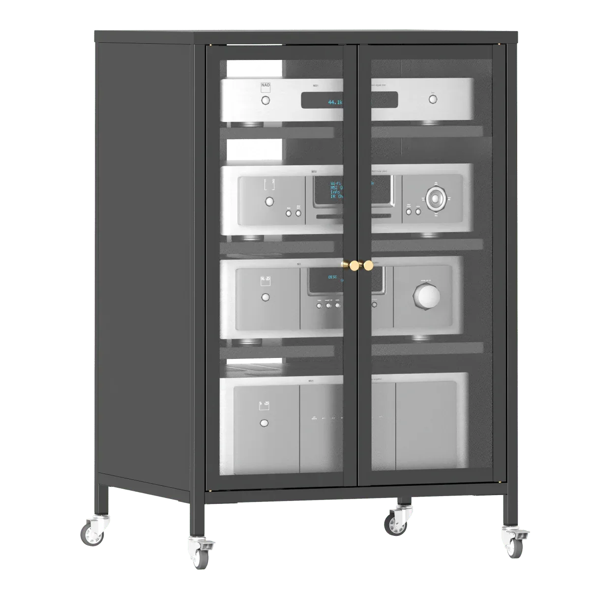 Heavy-Duty Metal AV Media Storage Cabinet With Wheels - Omega Lifestyles