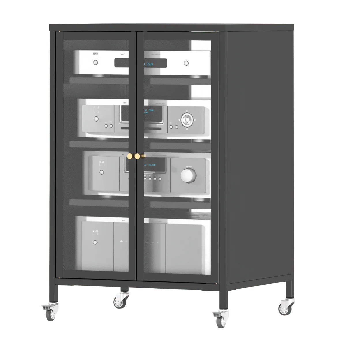 Heavy-Duty Metal AV Media Storage Cabinet With Wheels - Omega Lifestyles