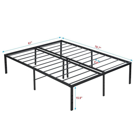 Heavy Duty Queen Metal Bed Frame With Reinforced Slats - Sleep Galleria