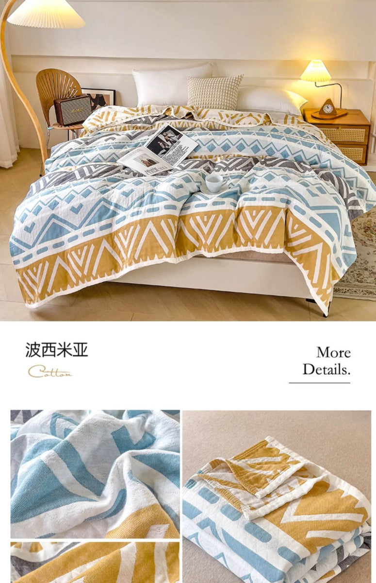 Japanese Style Breathable Cotton Gauze Blanket - Sleep Galleria