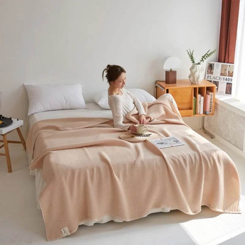 Japanese Style Summer Honeycomb Knit Air Conditioning Blanket - Sleep Galleria