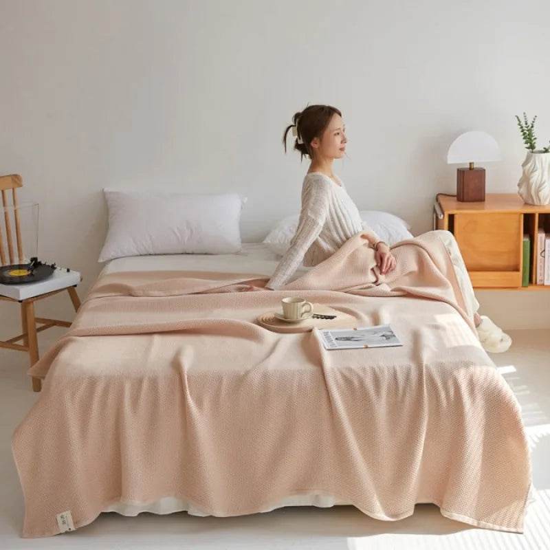 Japanese Style Summer Honeycomb Knit Air Conditioning Blanket - Sleep Galleria
