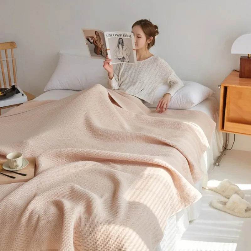Japanese Style Summer Honeycomb Knit Air Conditioning Blanket - Sleep Galleria