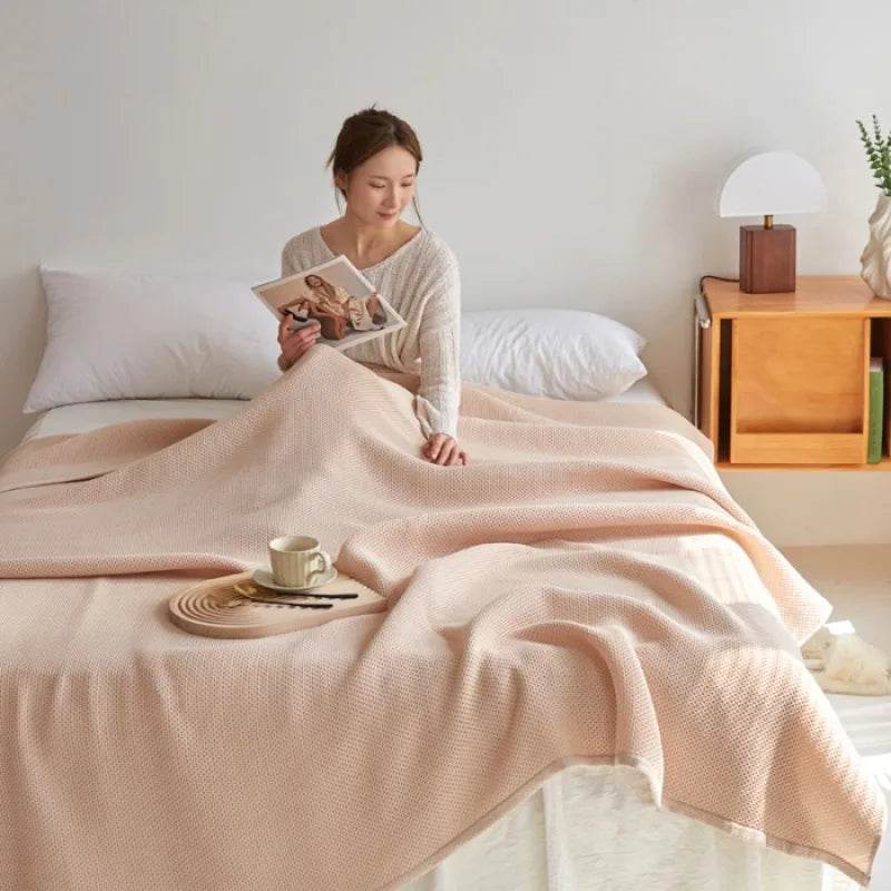Japanese Style Summer Honeycomb Knit Air Conditioning Blanket - Sleep Galleria