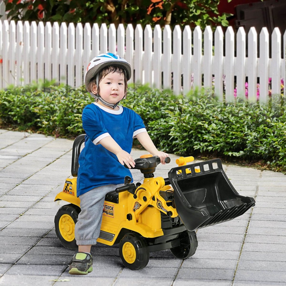 Kids 2 - in - 1 Ride On Excavator Bulldozer With Storage - Restanew - Omega Lifestyles