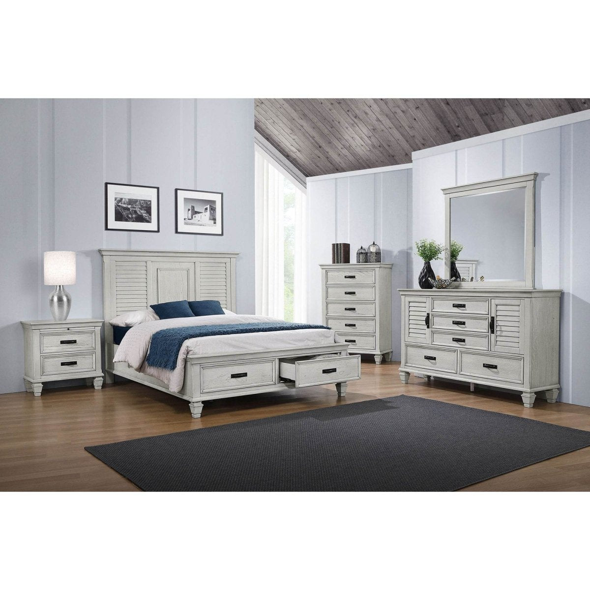 King Farmhouse Panel Wood Storage Bed Frame - Restanew - Omega Lifestyles