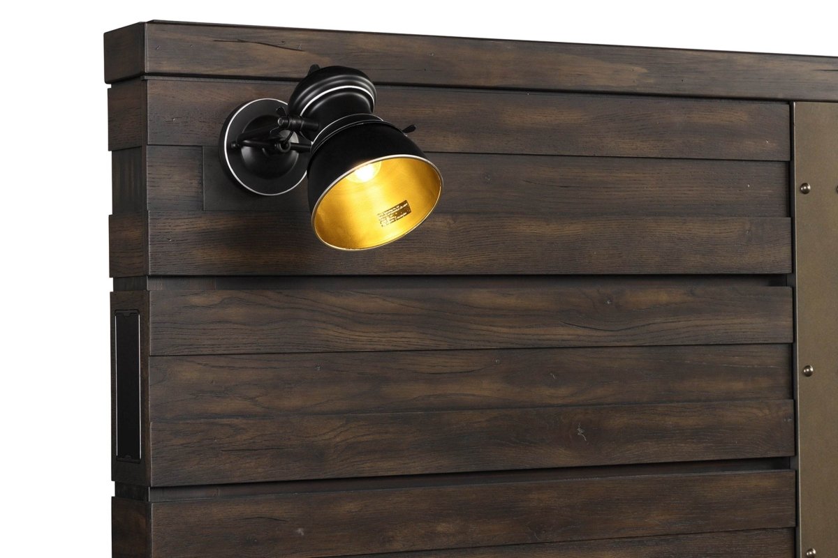 King Industrial Farmhouse Solid Wood Bed Frame With Bluetooth - Restanew - Omega Lifestyles