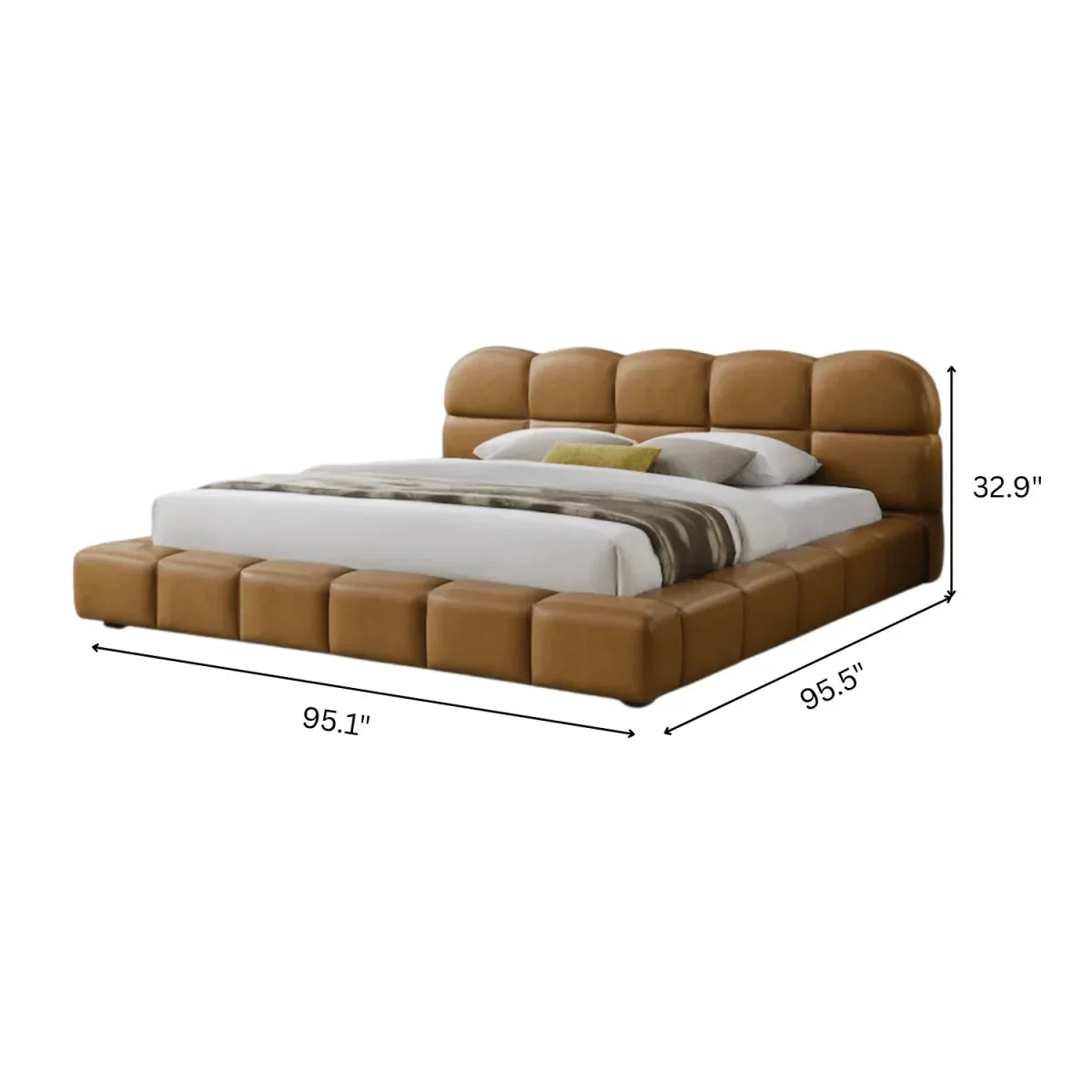 King Vegan Leather Biscuit-Tufted Platform Bed - Omega Lifestyles