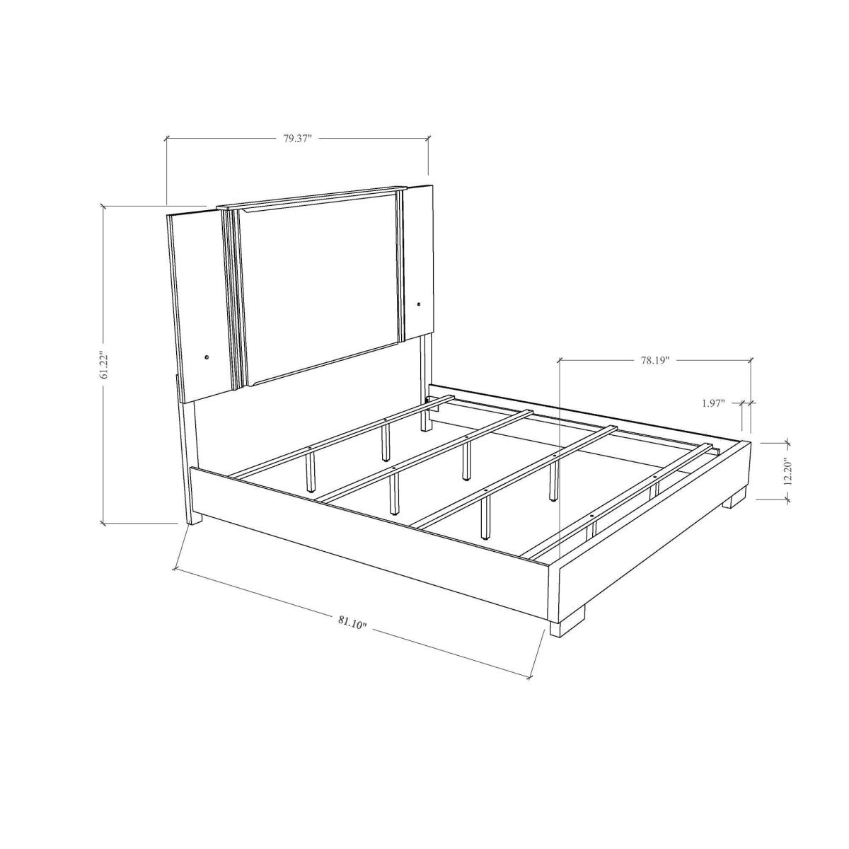 King White Solid Wood Panel Bed Frame With LED Lighting - Restanew - Omega Lifestyles