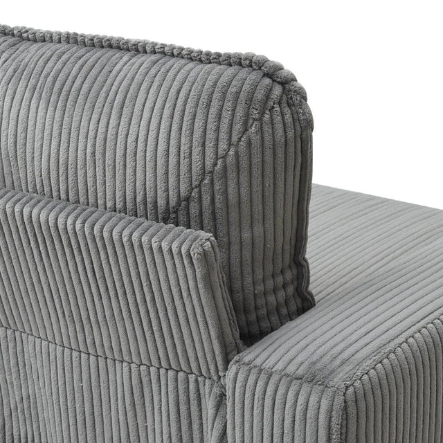 Light Grey Upholstered 3-Seat Sofa With Storage Ottoman - Omega Lifestyles