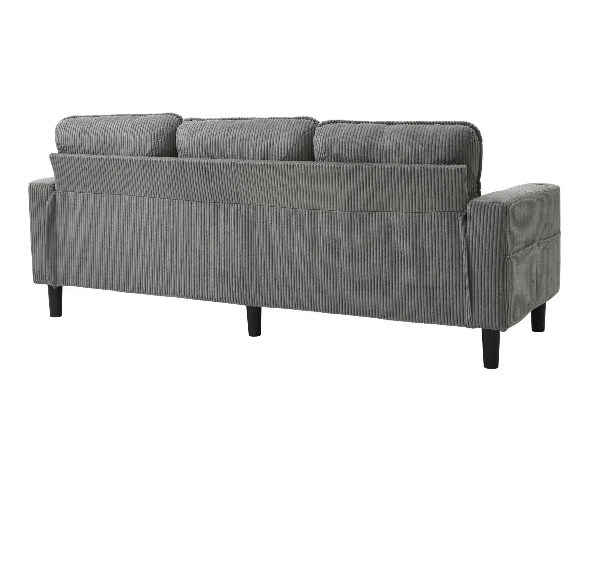 Light Grey Upholstered 3-Seat Sofa With Storage Ottoman - Omega Lifestyles