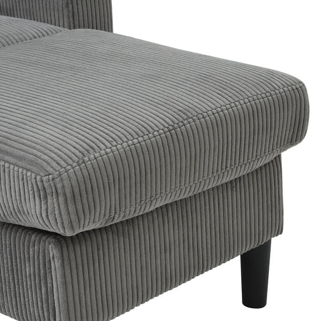 Light Grey Upholstered 3-Seat Sofa With Storage Ottoman - Omega Lifestyles