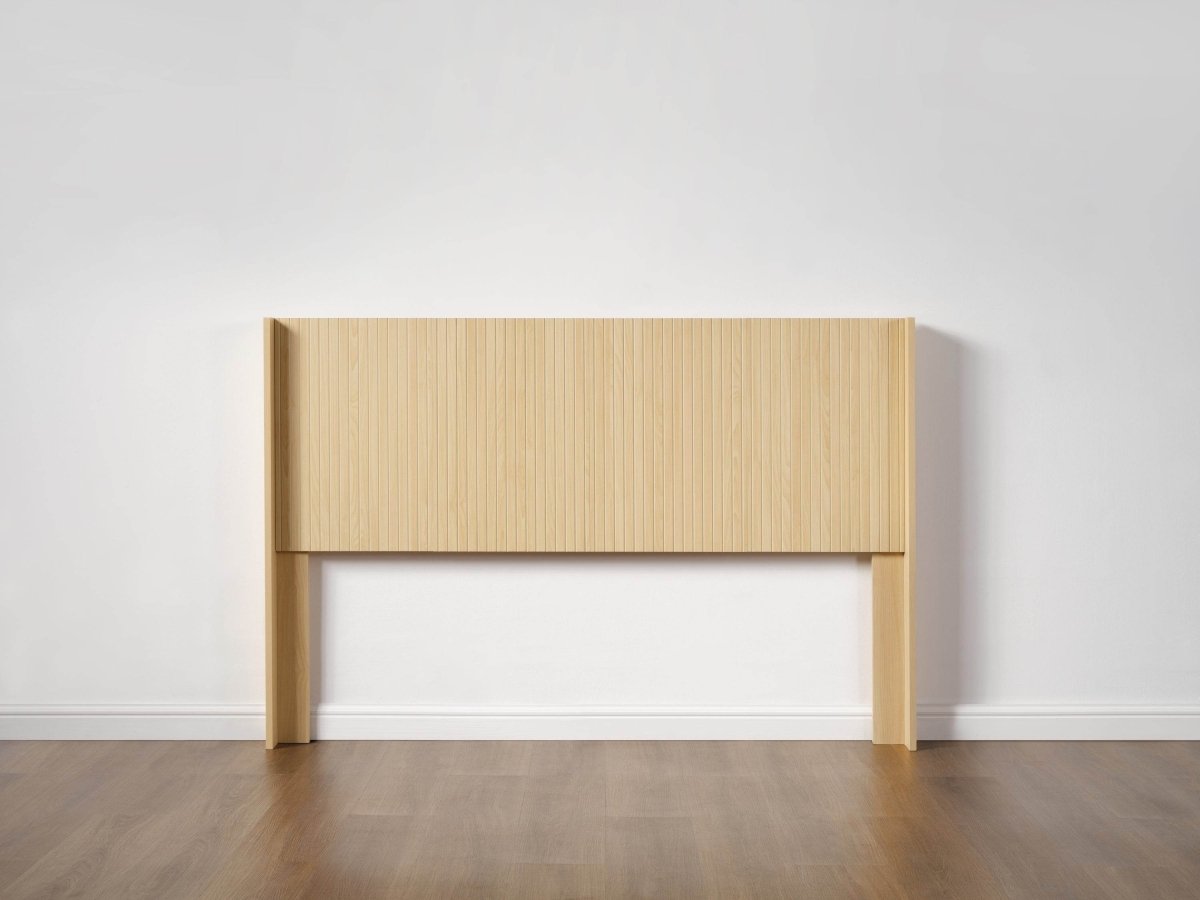 Light Natural Solid Wood Queen Wingback Fluted Panel Headboard - Restanew - Omega Lifestyles