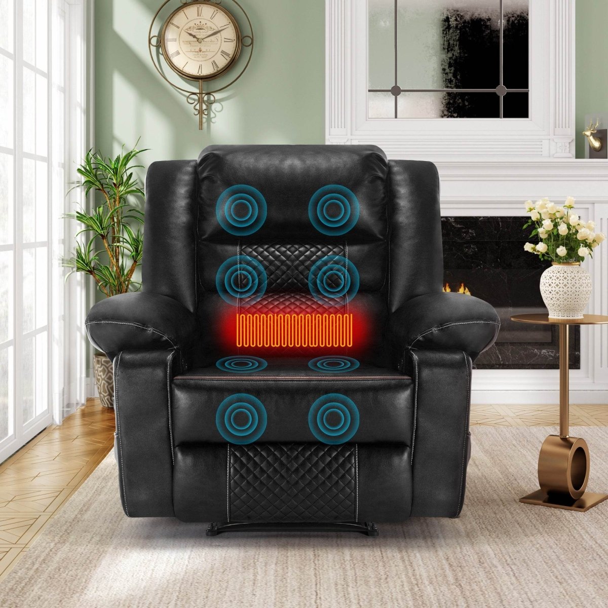 Manual PU Leather Soft Massage Recliner Chair With Heating - Restanew - Omega Lifestyles