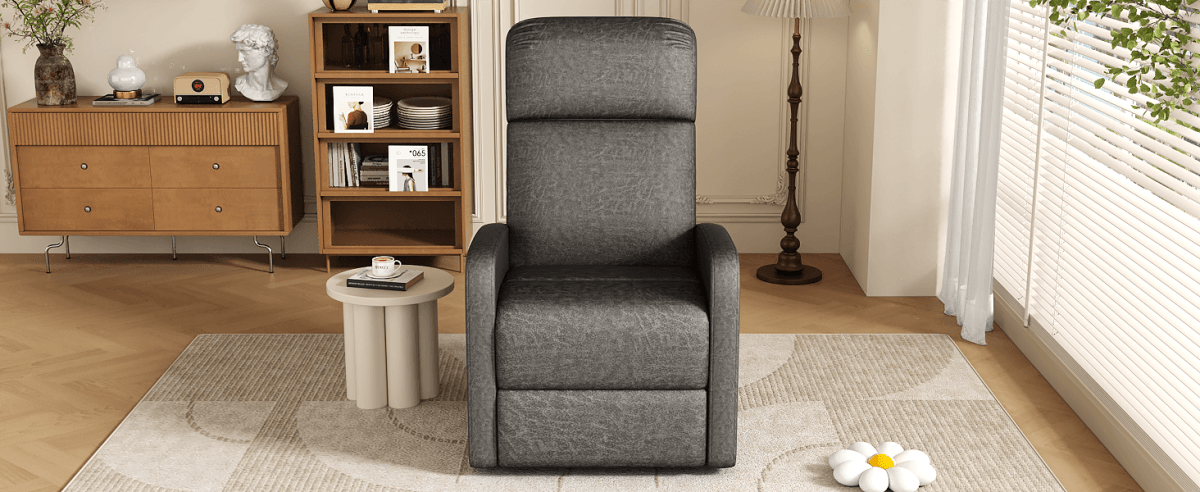 Manual Recliner Chair Microfiber Upholstered Adjustable Backrest - Restanew - Omega Lifestyles