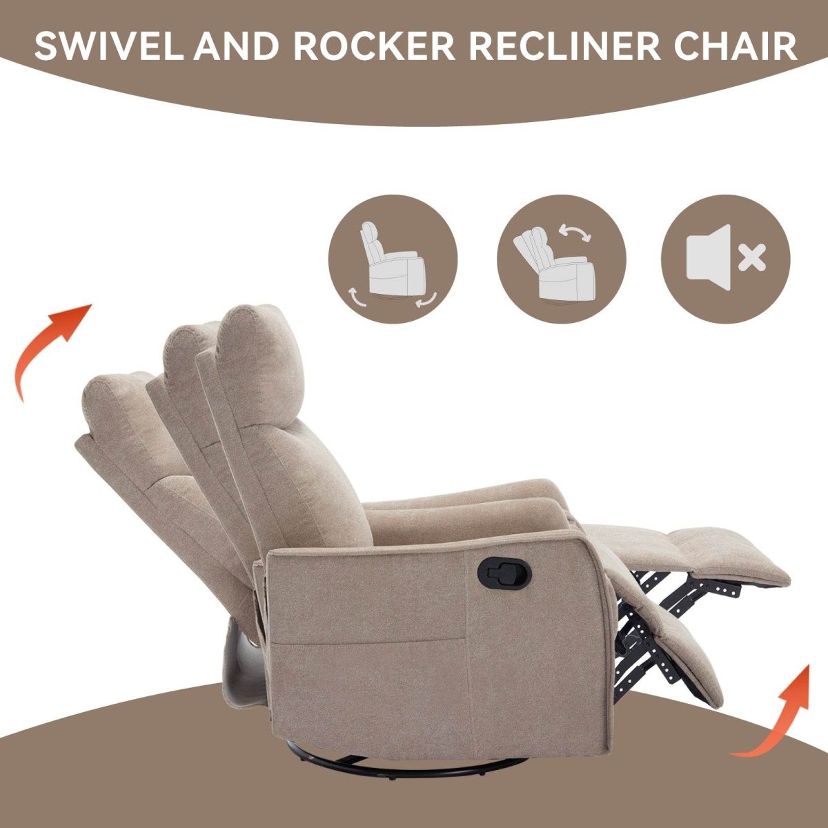 Medium - Firm Heat Massage Recliner Chair With Swivel and Rocker - Restanew - Omega Lifestyles