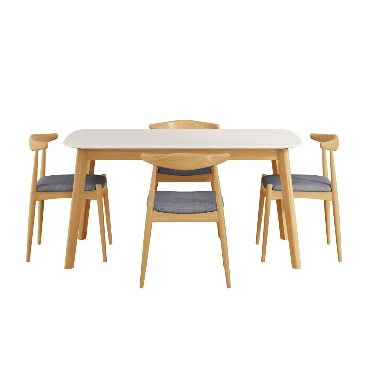 Mid-Century Modern Solid Rubberwood Dining Set - Omega Lifestyles