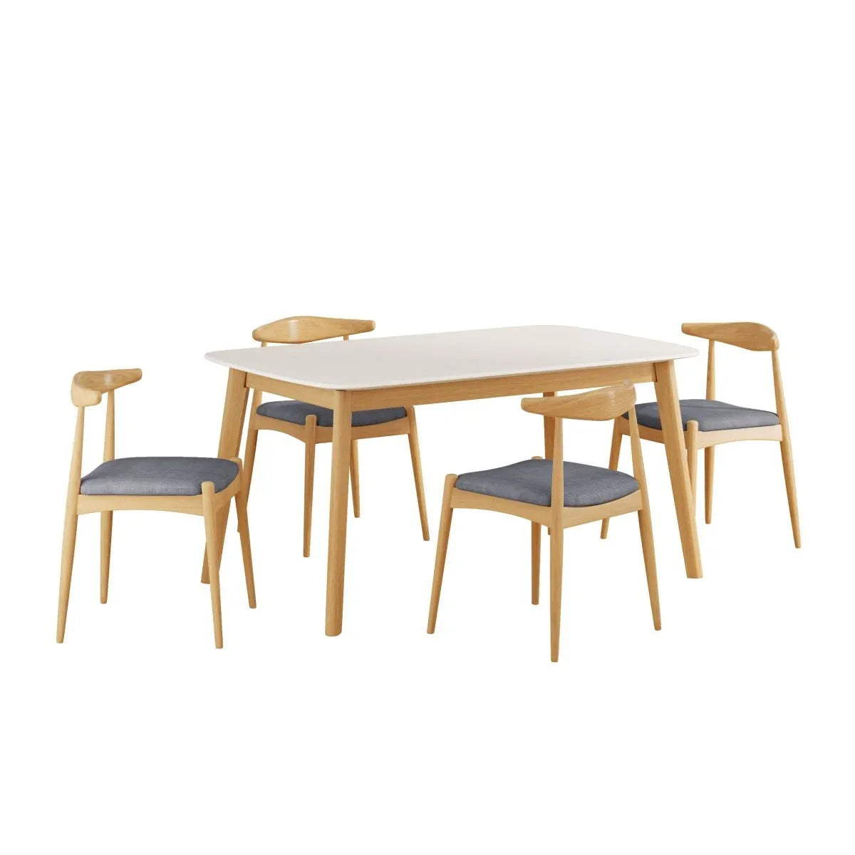 Mid-Century Modern Solid Rubberwood Dining Set - Omega Lifestyles