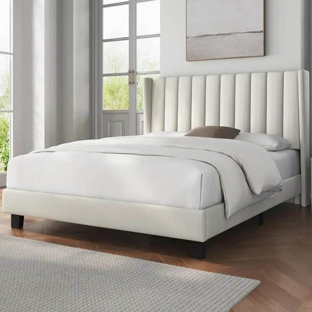 Minimalist Modern Linen Upholstered Bed Frame With Storage - Omega Lifestyles